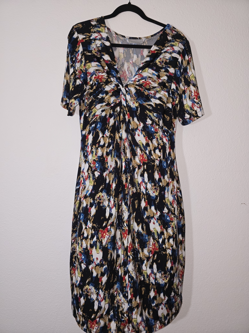 Avenue Black Multi Abstract Midi Dress